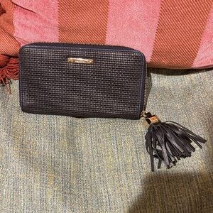 Stella & Dot Black Textured Wallet with Tassel NWOT